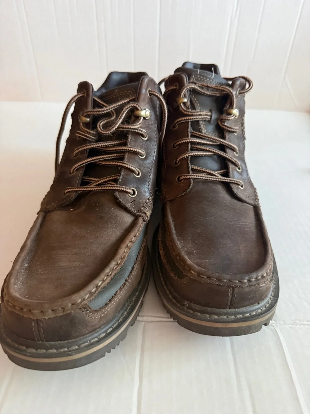 Rockport Brown Leather Moc Toe Lace-Up Boots